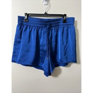 We're All Pretty Girls NEW WAPG Loni Blue Satin Drawstring Shorts L Athletic